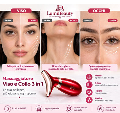 LumiBeauty Massaggiatore Viso e Collo 3 in